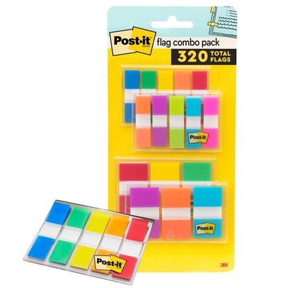 Post-it Flags Combo Pack – 320 Flags, Assorted Colors