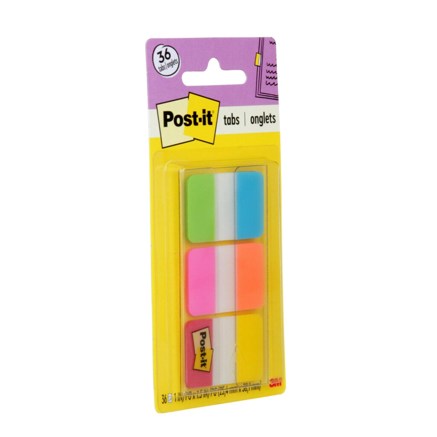 Post-it Solid Color Tabs 1 Inch – 6 Colors, 36/Dispenser
