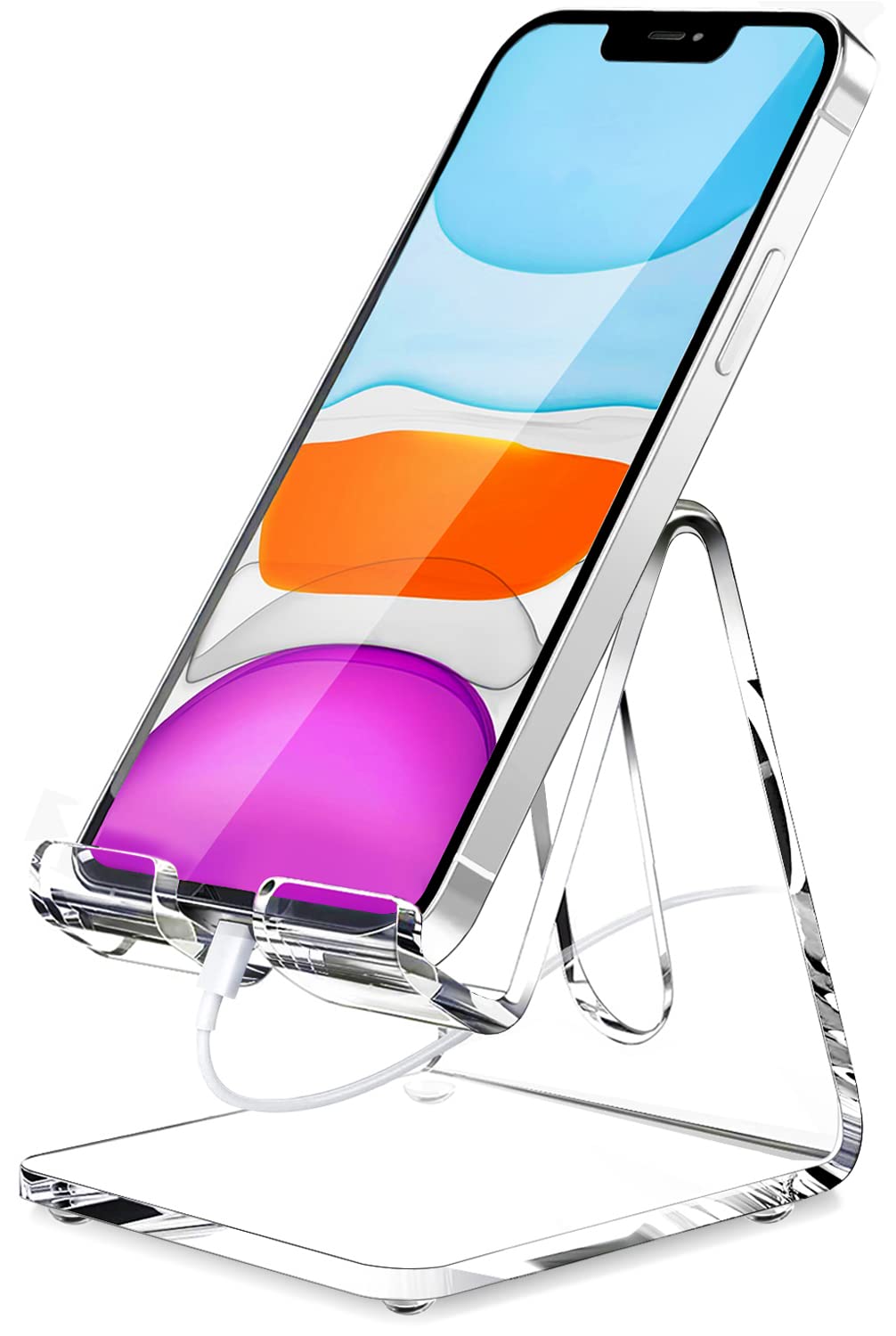 Crpich Acrylic Clear Phone Stand for Desk, Universal Compatible