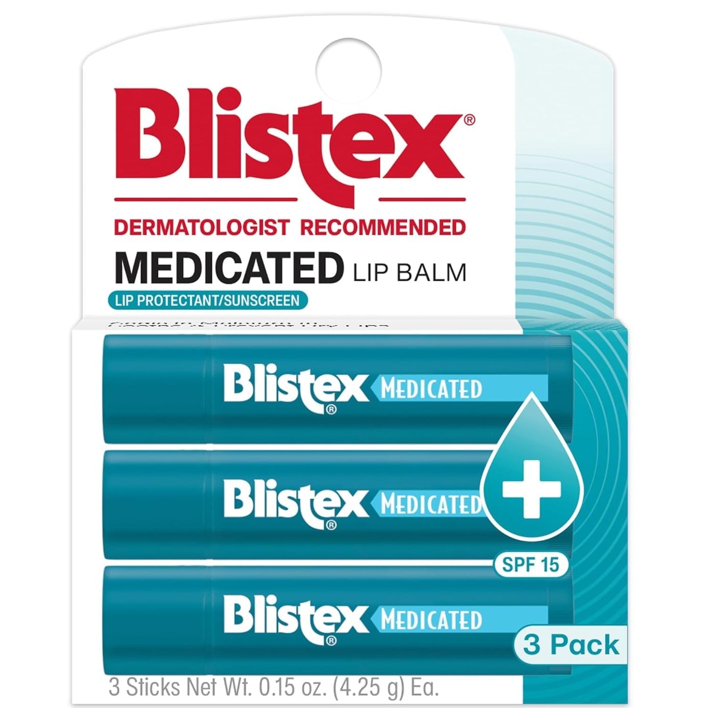 Blistex Medicated Lip Balm, SPF 15, 3 Count