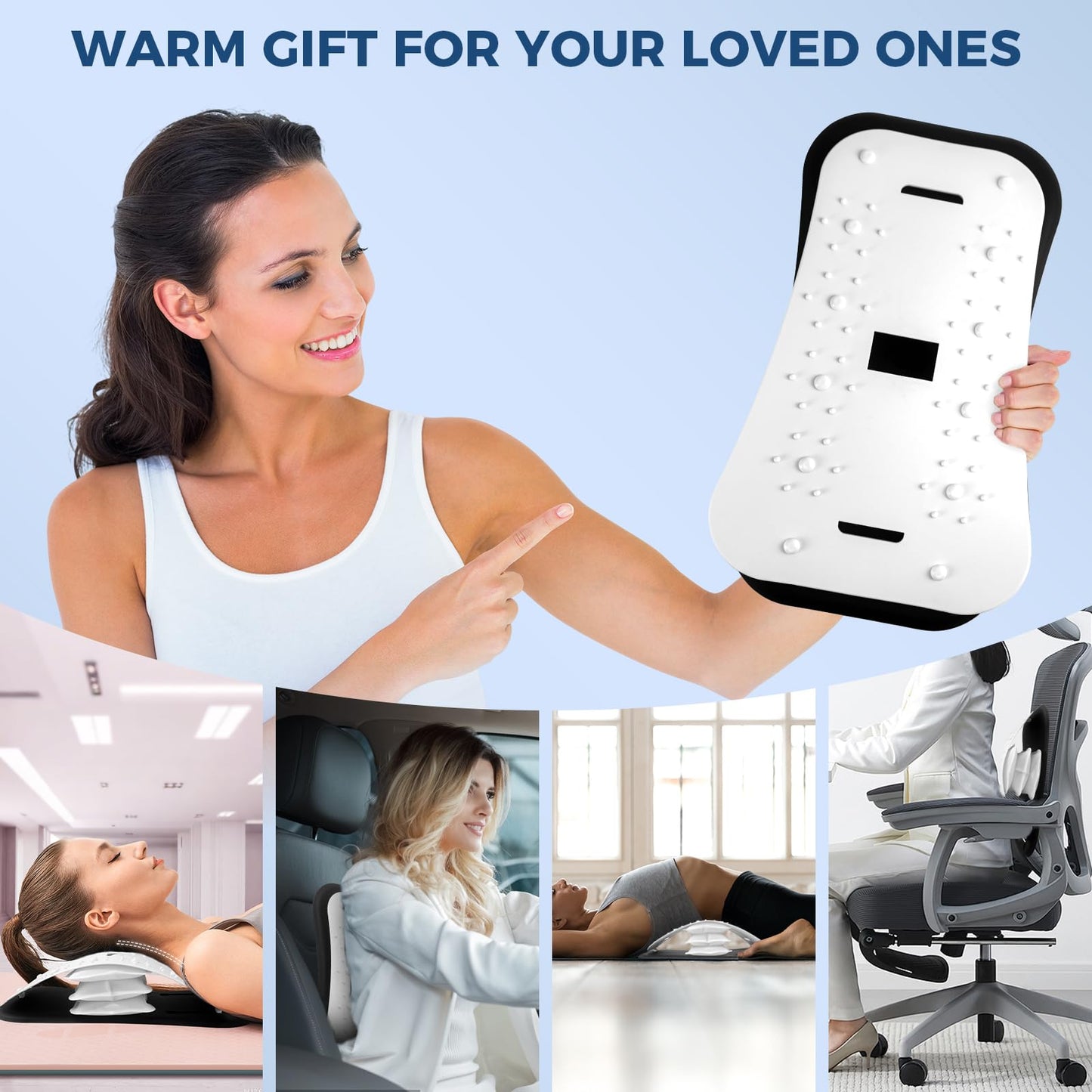 Adjustable Back Stretcher with Acupressure Points for Pain Relief