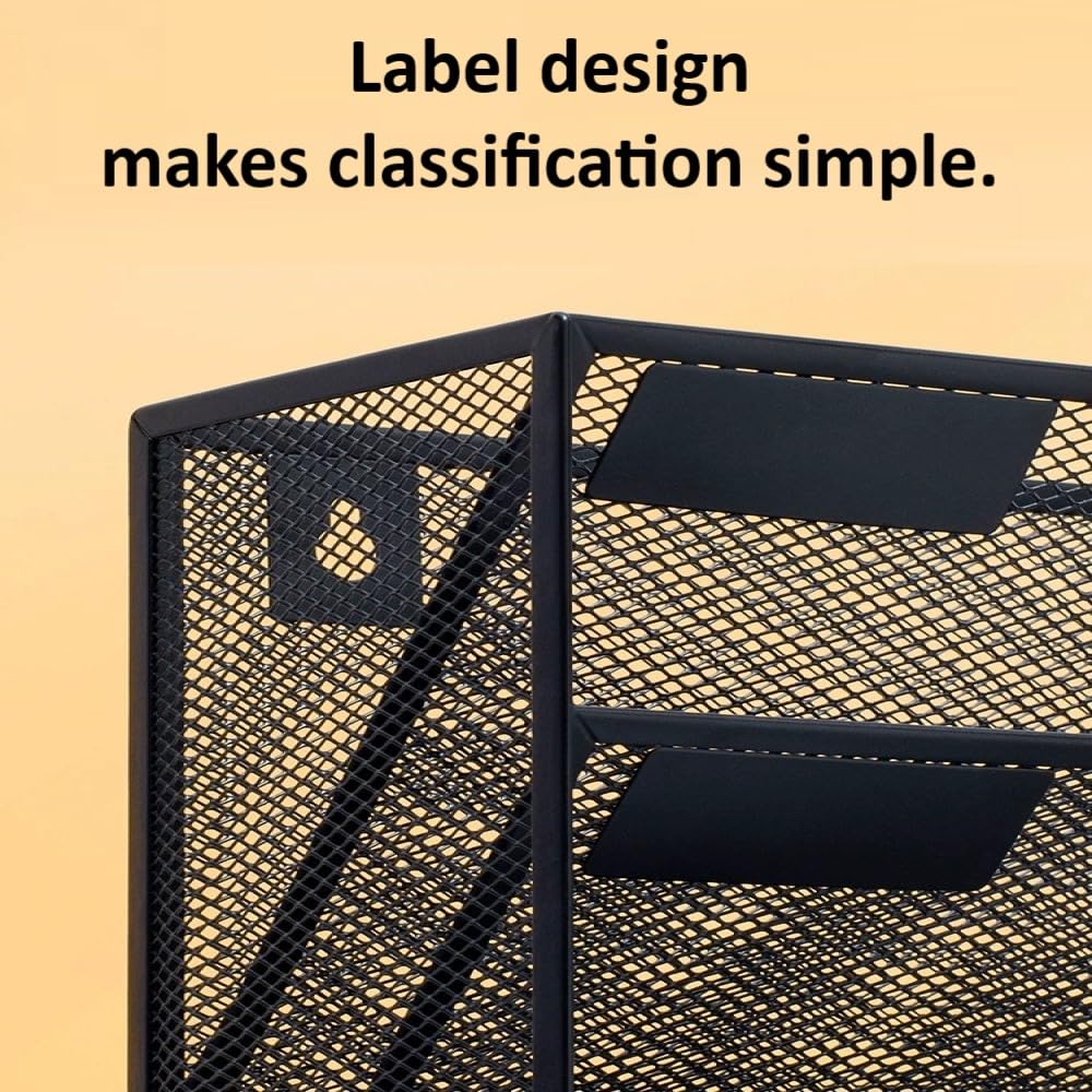 Kuntine.B Wall File Organizer, 5-Tier Hanging Magazine Holder – Black