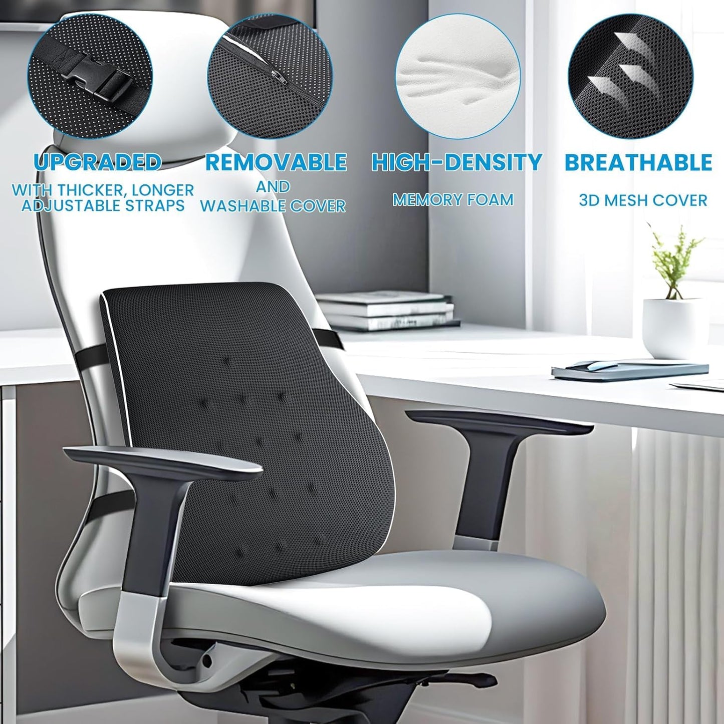 Lumbar Support Pillow for Office Chair & Car – Mesh Design