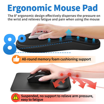 YIWEI Ergonomic Mouse Pad with Wrist Rest – Black