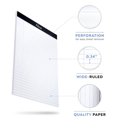 Alitte Legal Notepads – 8.5x11", 12 Pack