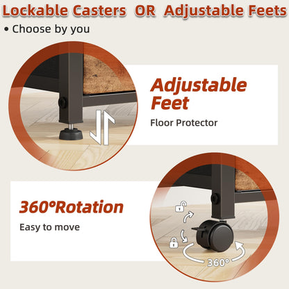 GYIIYUO 2-Drawer Mobile File Cabinet with Desk Extension – Light Brown