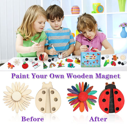Worgree DIY Wooden Magnets Painting Kit – 36 pcs