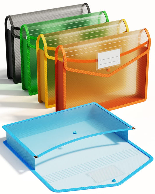 ThinkTex 5-Pack Transparent File Folders with Snap Closure – A4/Letter