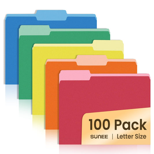 SUNEE Colored File Folders Letter Size – 100 Pack