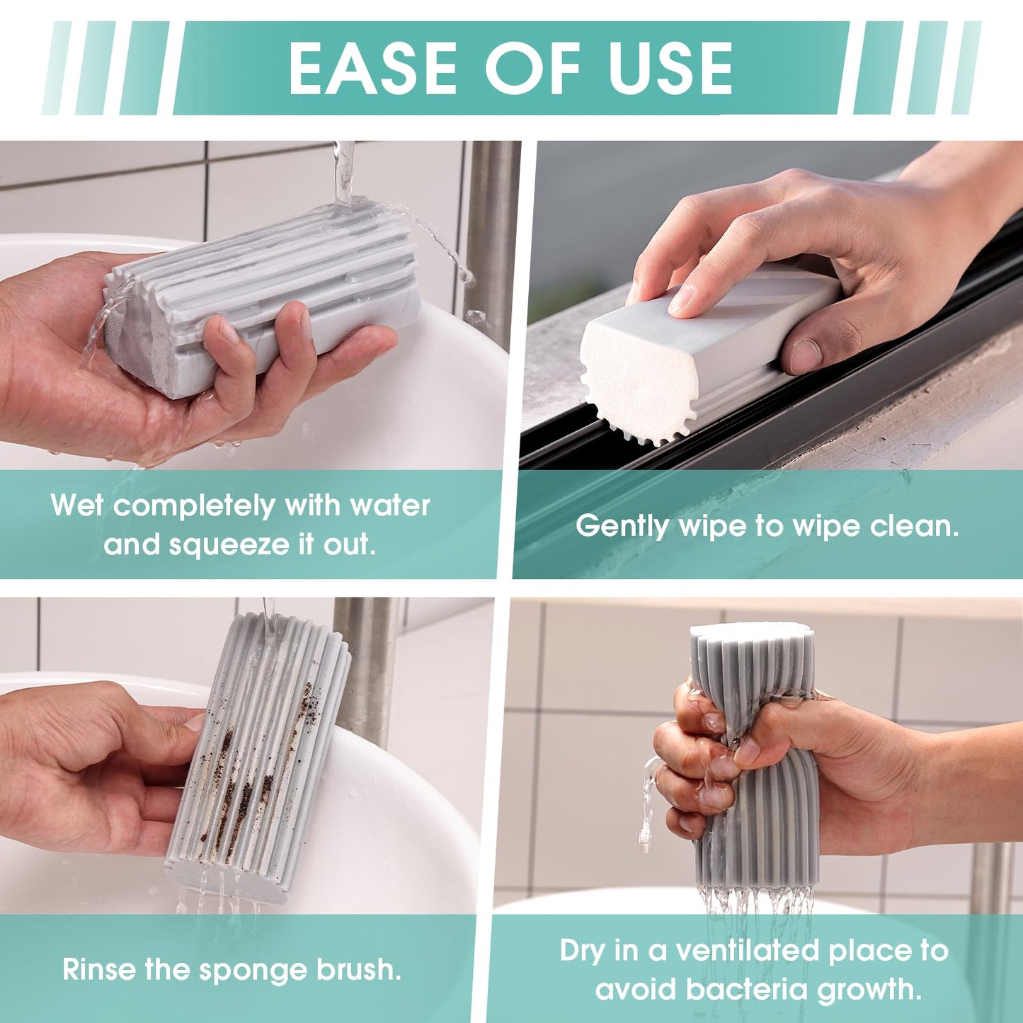 Dust Cleaning Sponges, 4 Pack – Reusable for Blinds, Fans & Glass