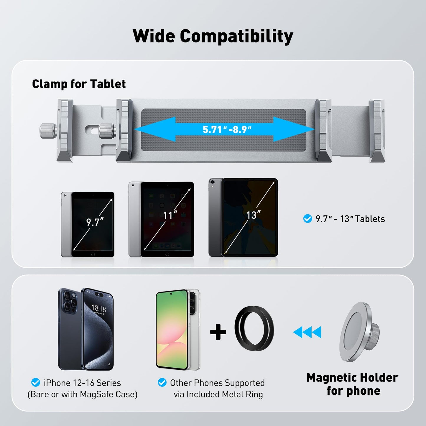 AboveTEK Magnetic 2-in-1 Phone & iPad Stand – Aluminum