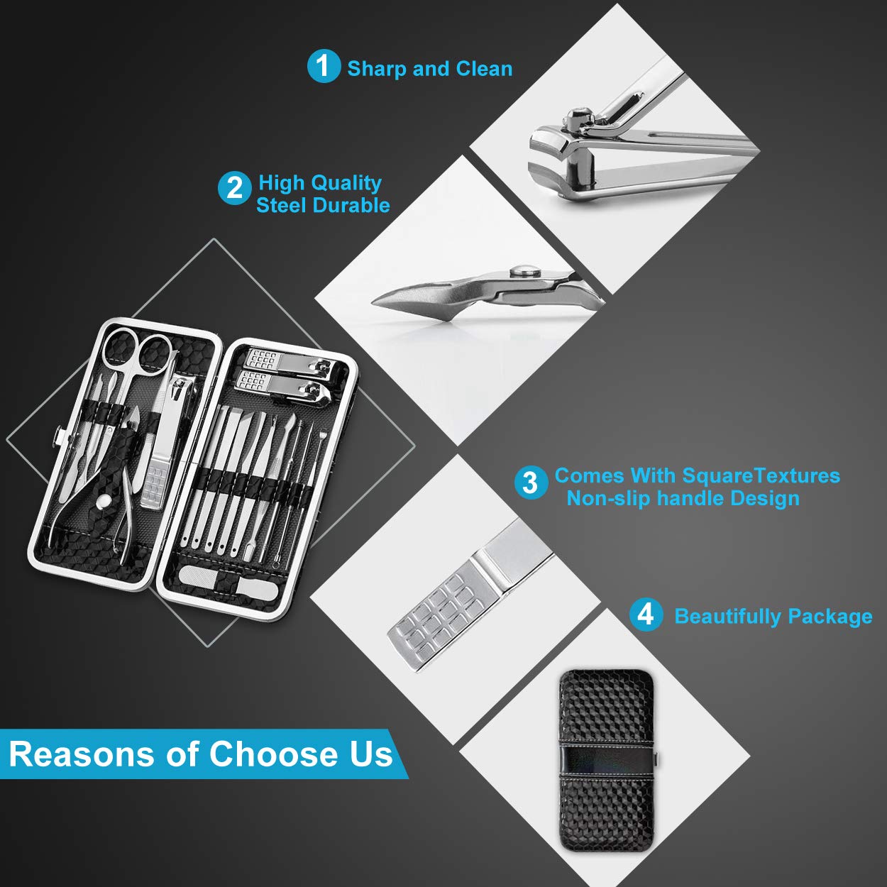 Nail Clippers & Grooming Kit, 18 Piece Set