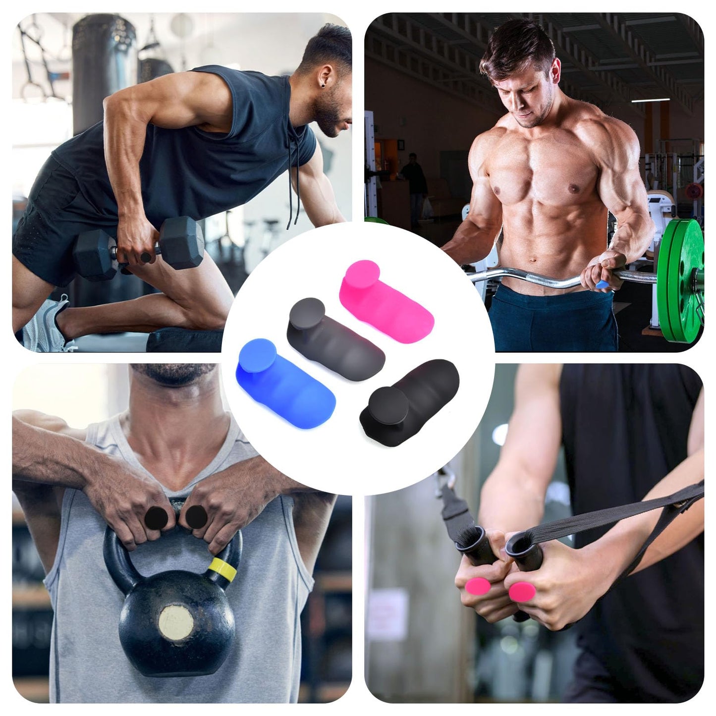 Workout Grips for Weight Lifting – Black Rubber