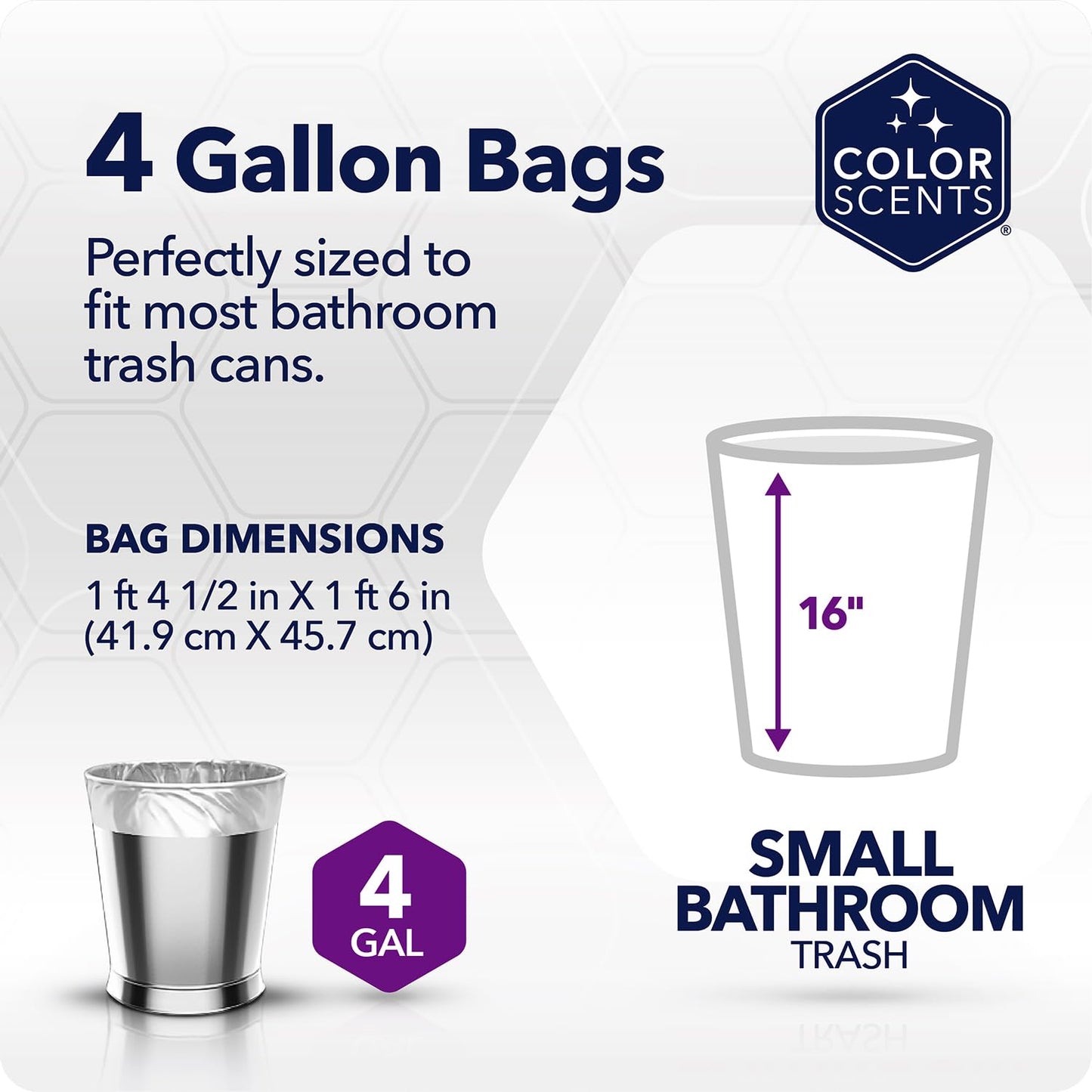 Color Scents 4 Gallon Trash Bags, Lavender, 80 Count