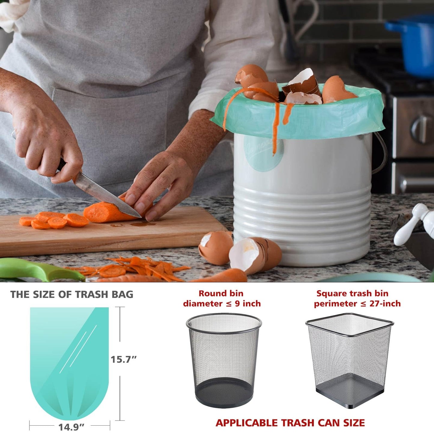 AYOTEE 1.2 Gal Compostable Trash Bags, 5L, Green