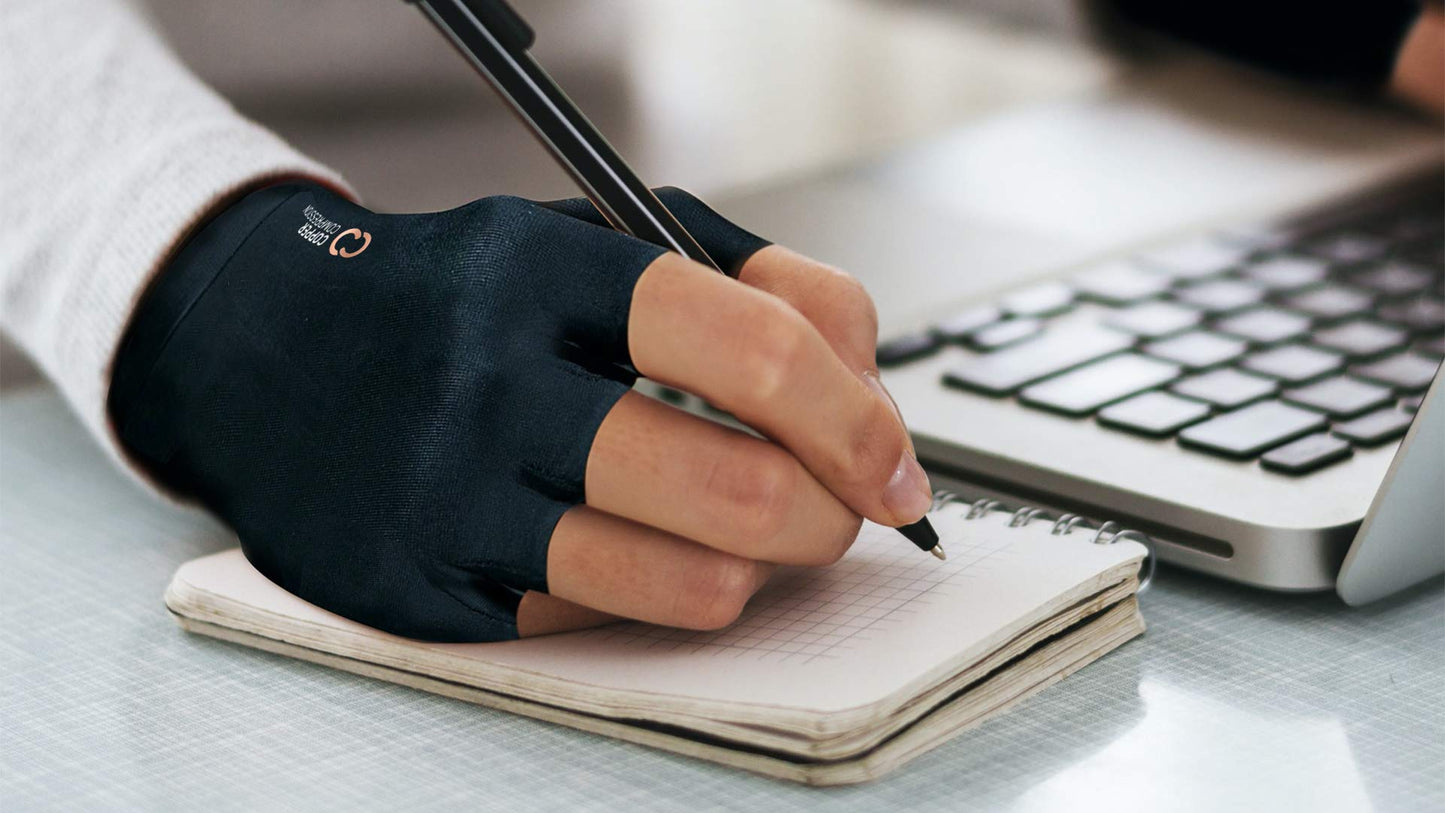 Copper Compression Fingerless Arthritis Gloves for Men & Women – Medium