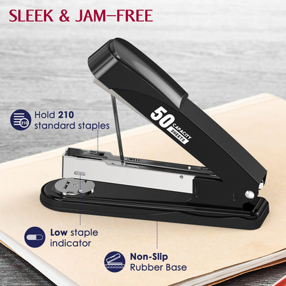 Heavy Duty Metal Stapler with Staples & Remover – Black