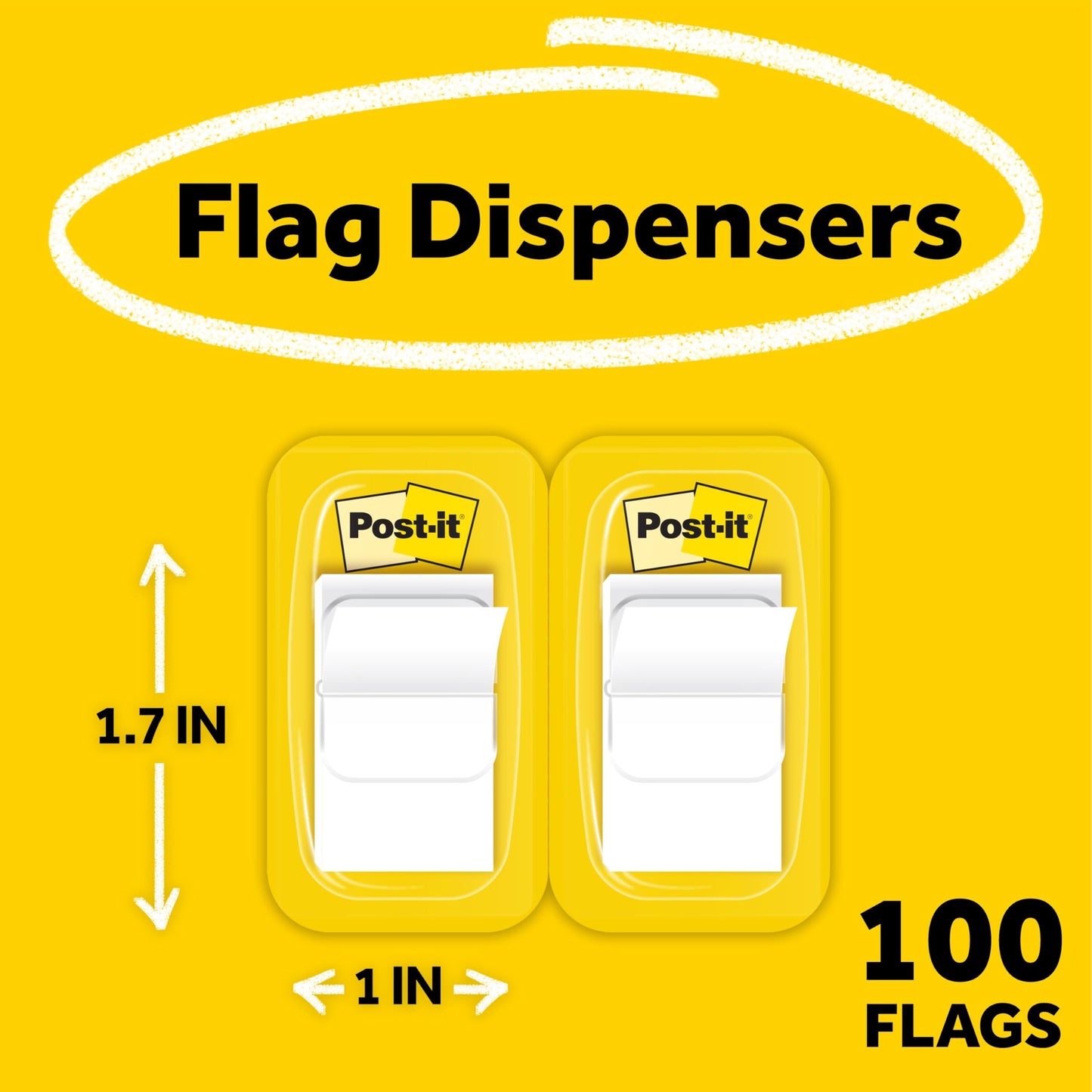 Post-it White Flags 1 Inch Wide – 2 Dispensers
