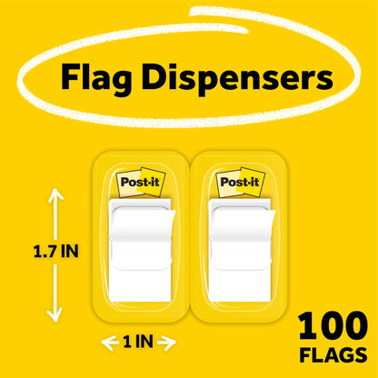 Post-it White Flags 1 Inch Wide – 2 Dispensers