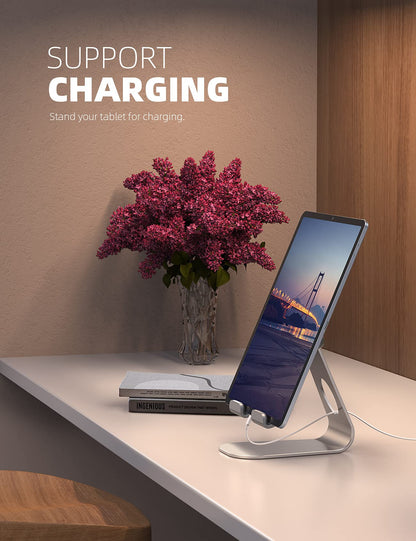 Lamicall Adjustable Tablet Stand Holder for iPad & Tablets – Silver