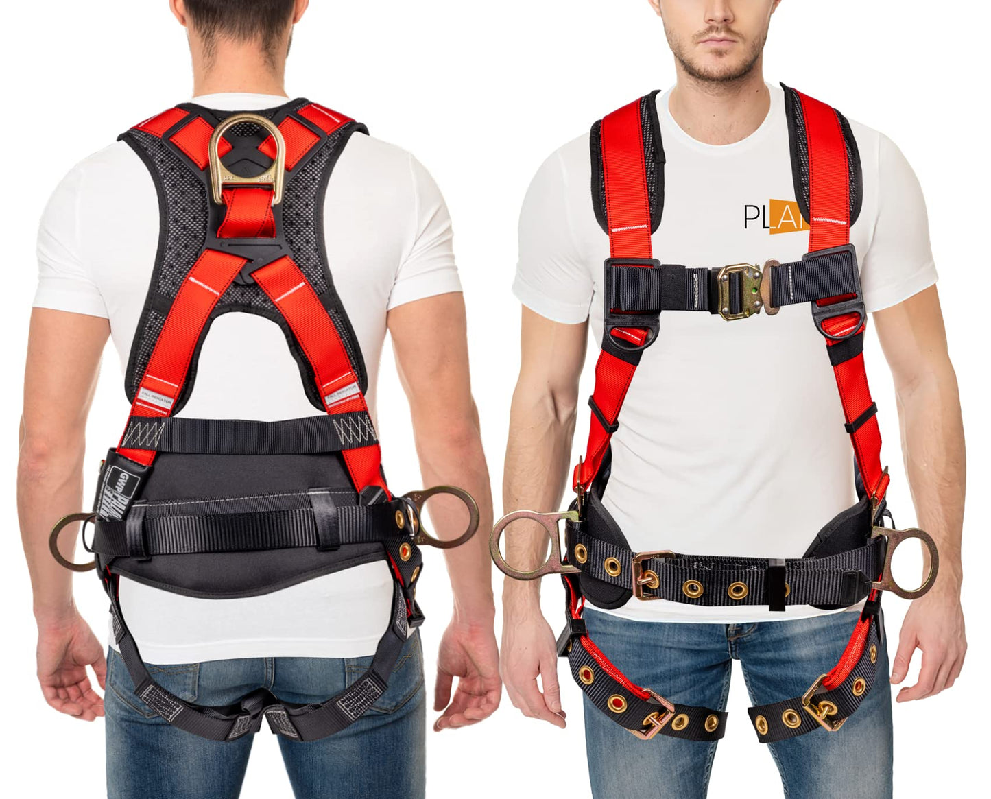Palmer Safety Full Body 5-Point Harness with D-Rings – Red, Medium