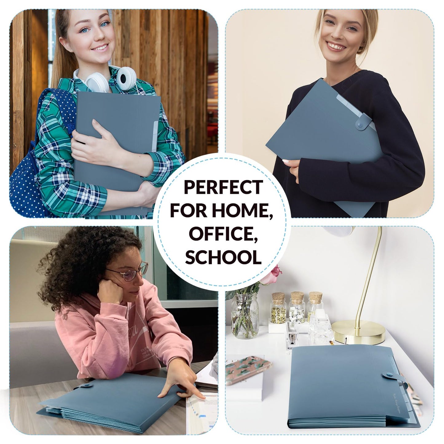 SKYDUE 8 Pocket Expanding File Organizer – Blue