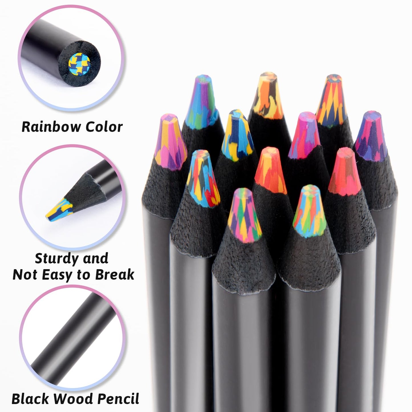 Yangmei 12 Rainbow Colored Pencils Gift Set for Kids