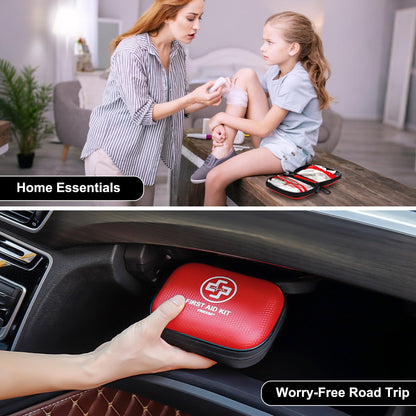 Mini 150-Piece Waterproof Hard Shell First Aid Kit – Red