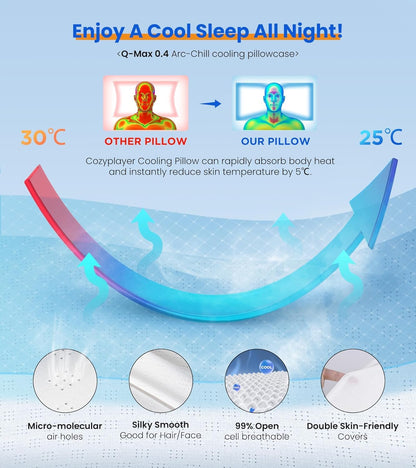 Ultra Cooling Adjustable Memory Foam Cervical Pillow