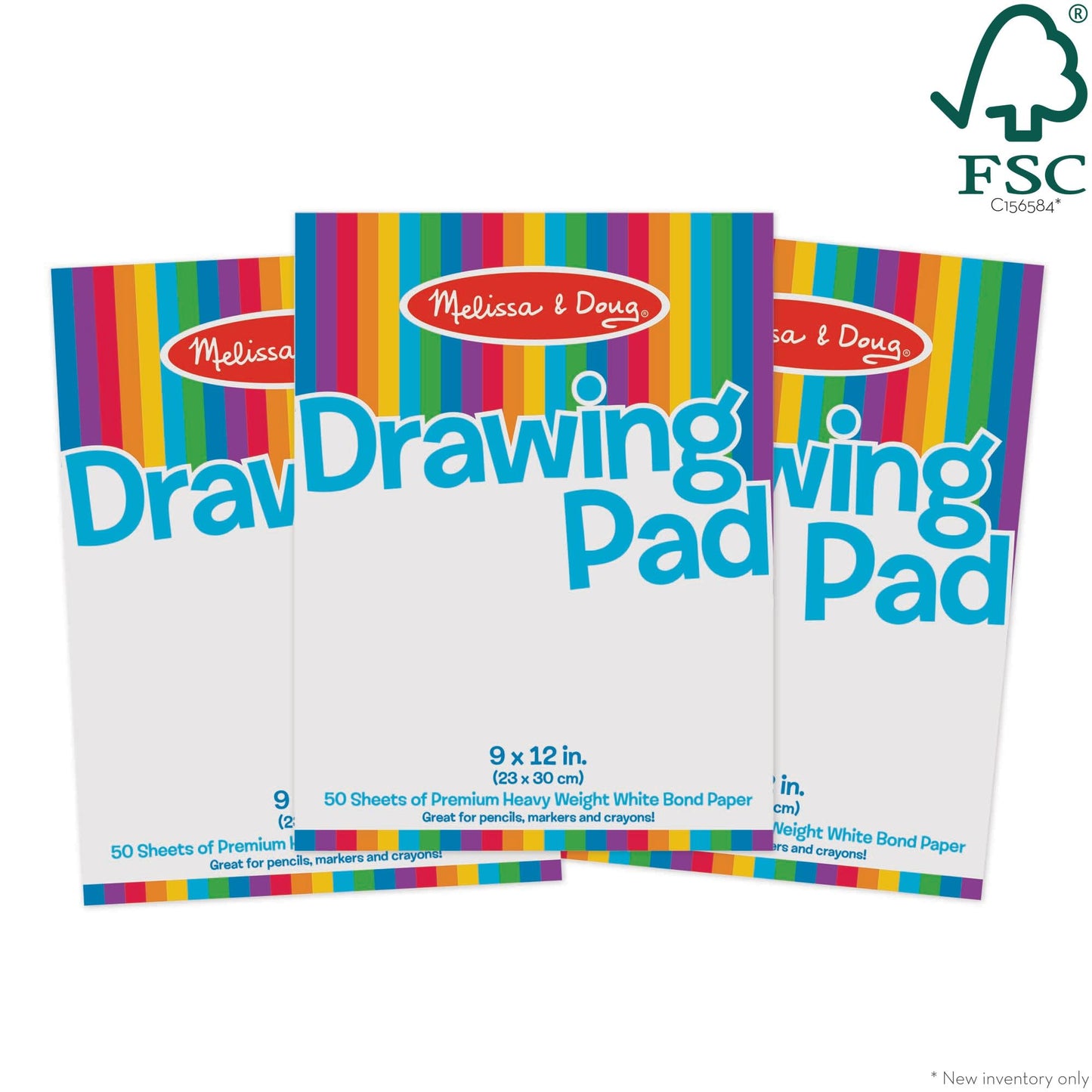 Melissa & Doug Drawing Paper Pad, 3-Pack (9x12") – 50 Sheets Each