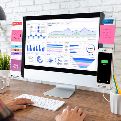 Computer Monitor Memo Board Set, Transparent Sticky Note Holder – 2 Pcs