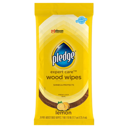 Wood Cleaning Wipes, 24 Count – Lemon Scent, Enhances Shine