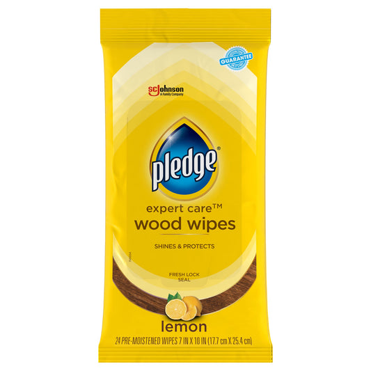 Wood Cleaning Wipes, 24 Count – Lemon Scent, Enhances Shine