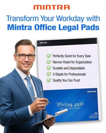 Mintra Office Legal Writing Pads – White, 6 Pack
