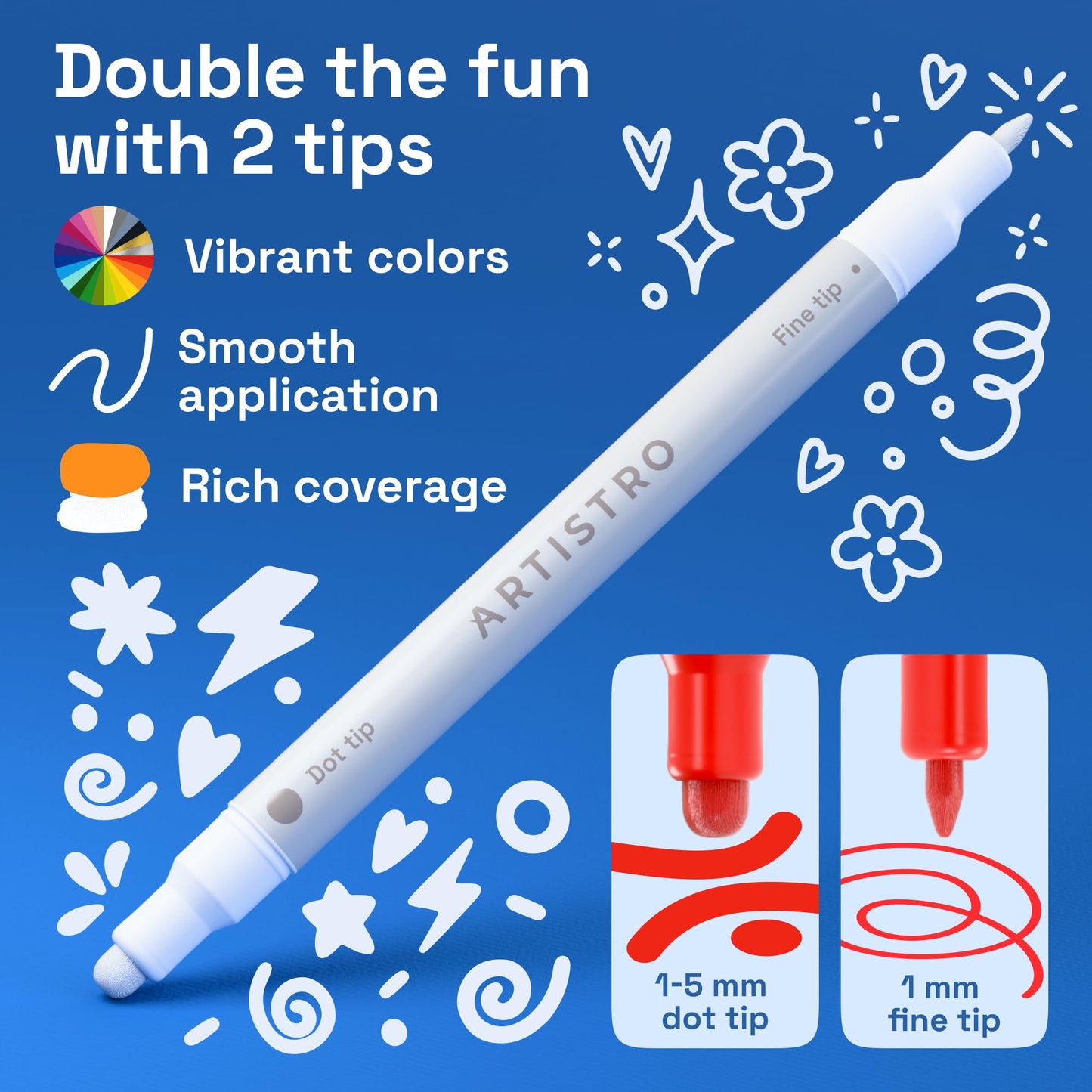 ARTISTRO 24 Acrylic Paint Markers Dual Tip