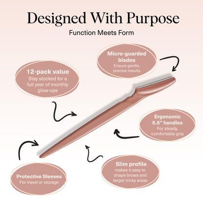 Kitsch Dermaplane Face Razors, 12 Count