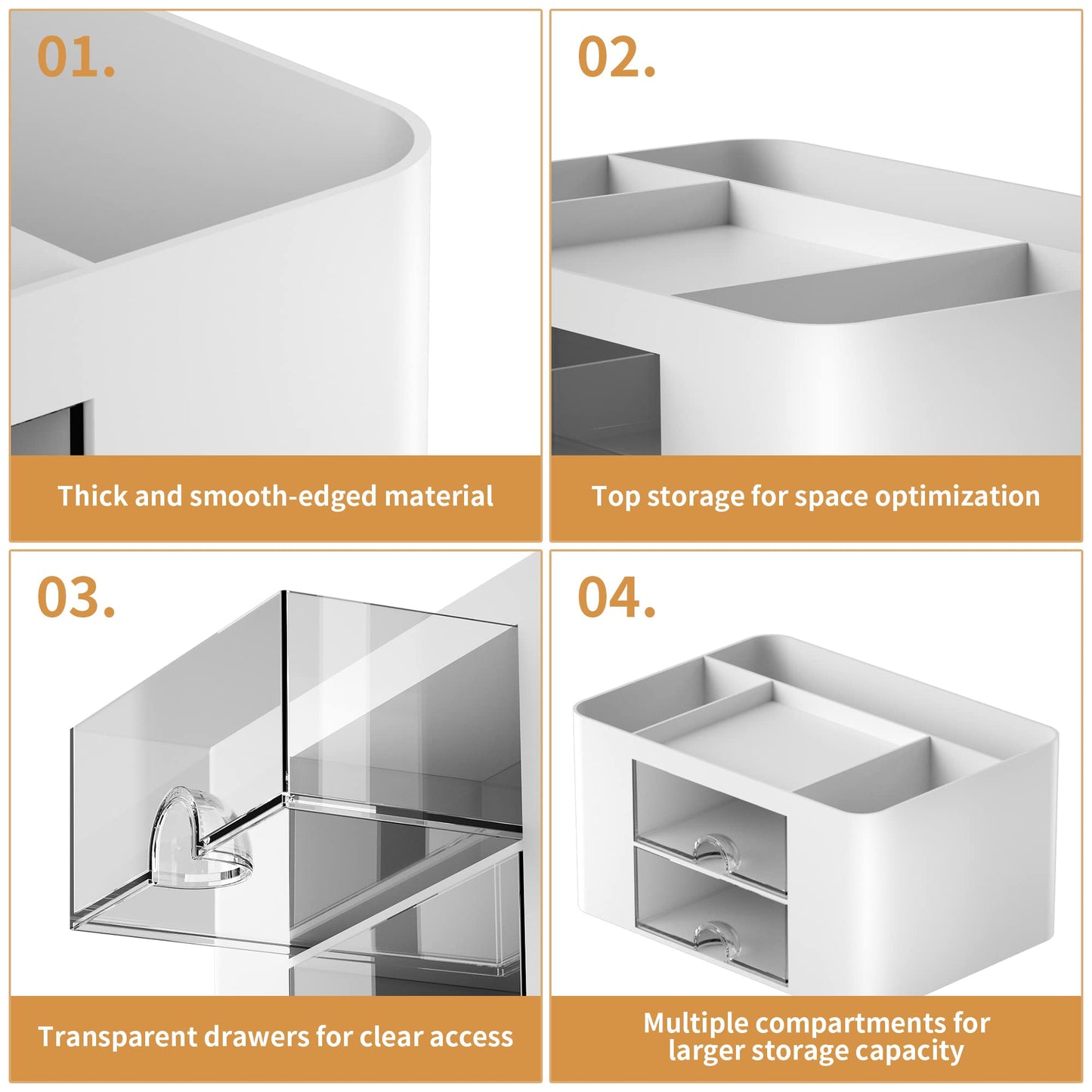 Marbrasse Pen Organizer with Drawer – White