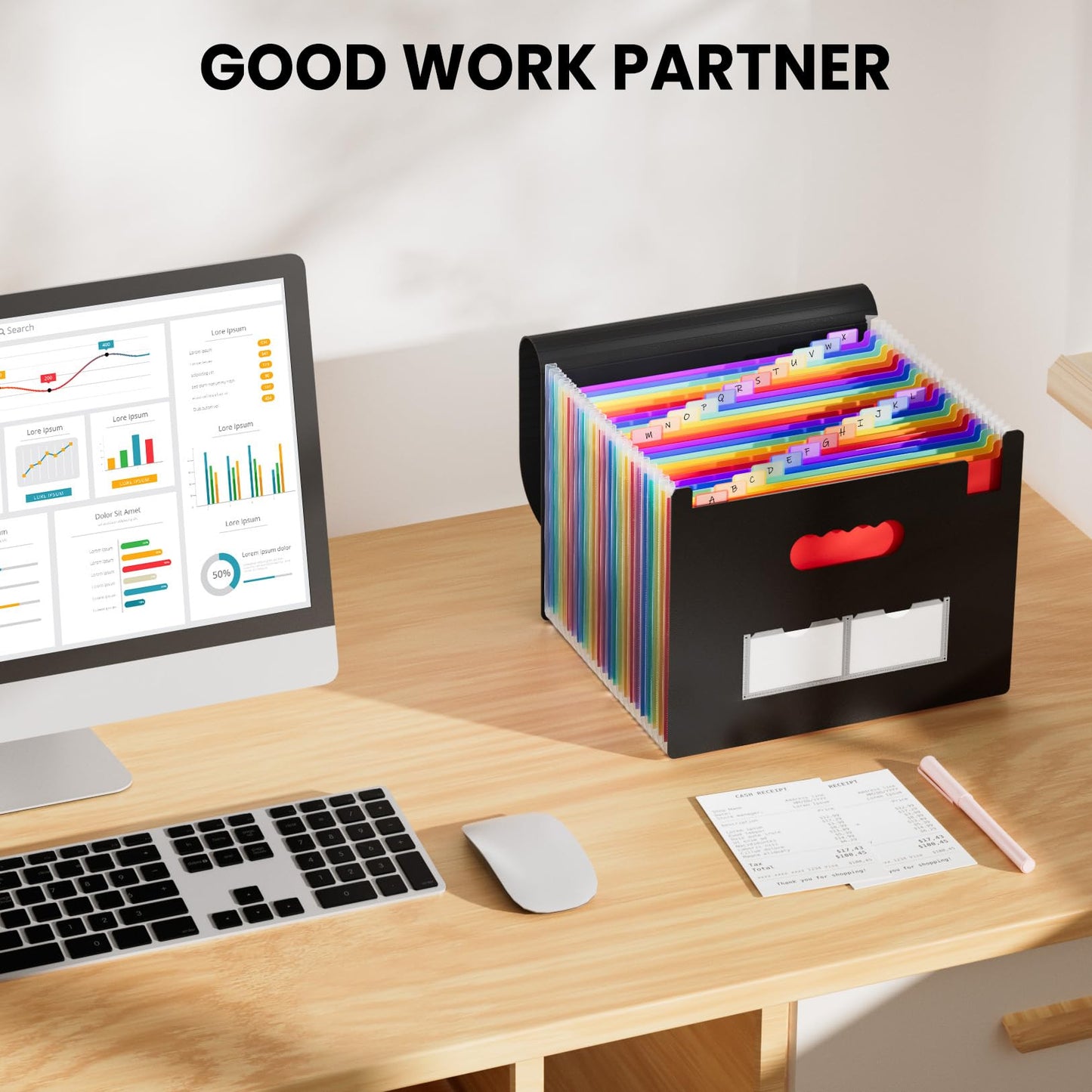 Sooez 24 Pocket Expanding File Folder Organizer – Black