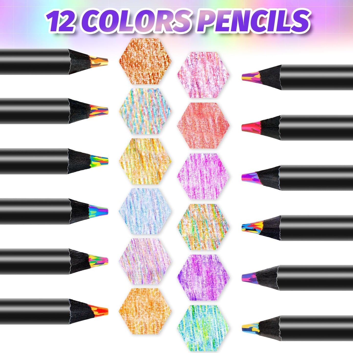Yangmei 12 Rainbow Colored Pencils Gift Set for Kids