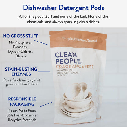 Clean People Dishwasher Pods, Lemon Verbena, 60 Count