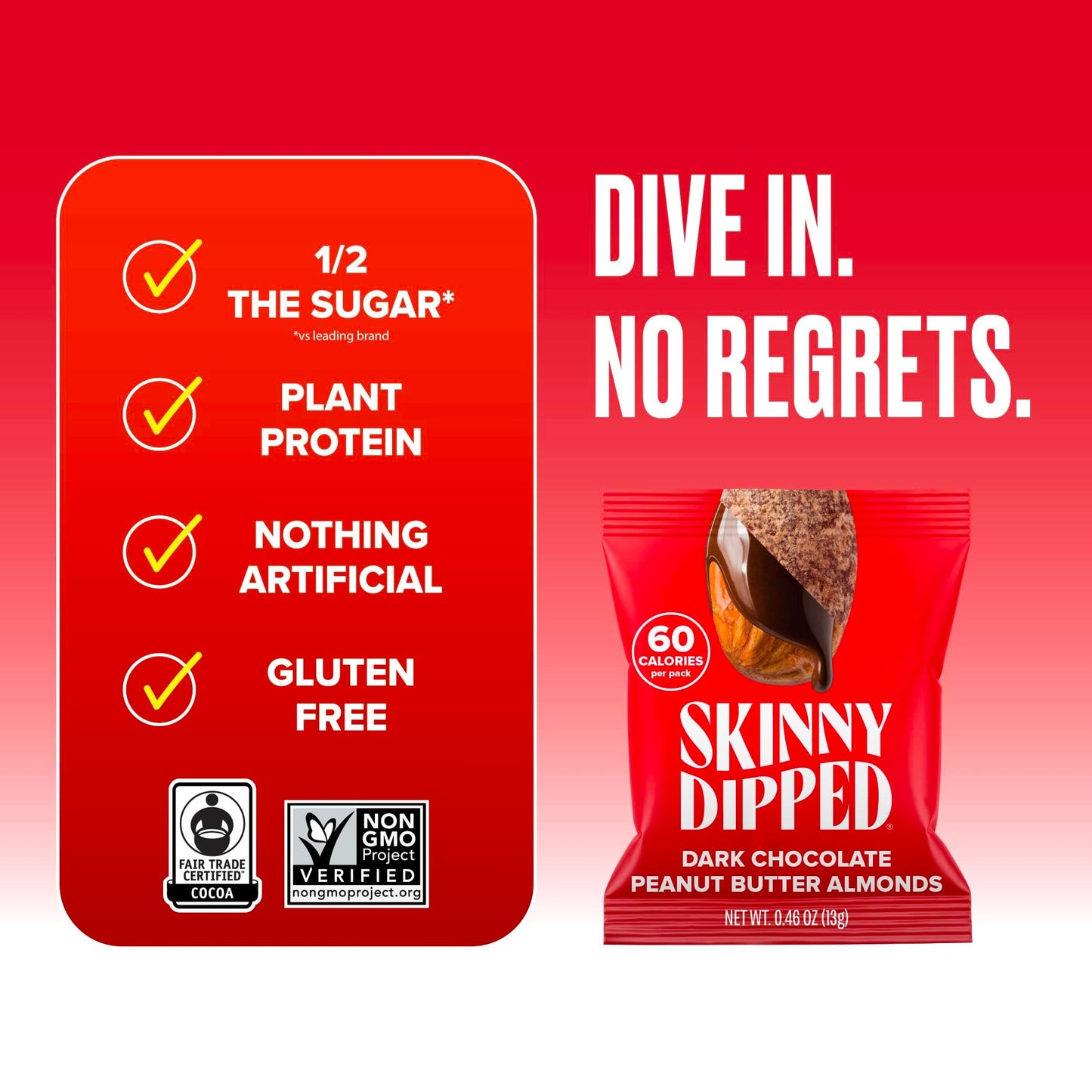 SkinnyDipped Dark Chocolate Peanut Butter Almonds 24 Pack