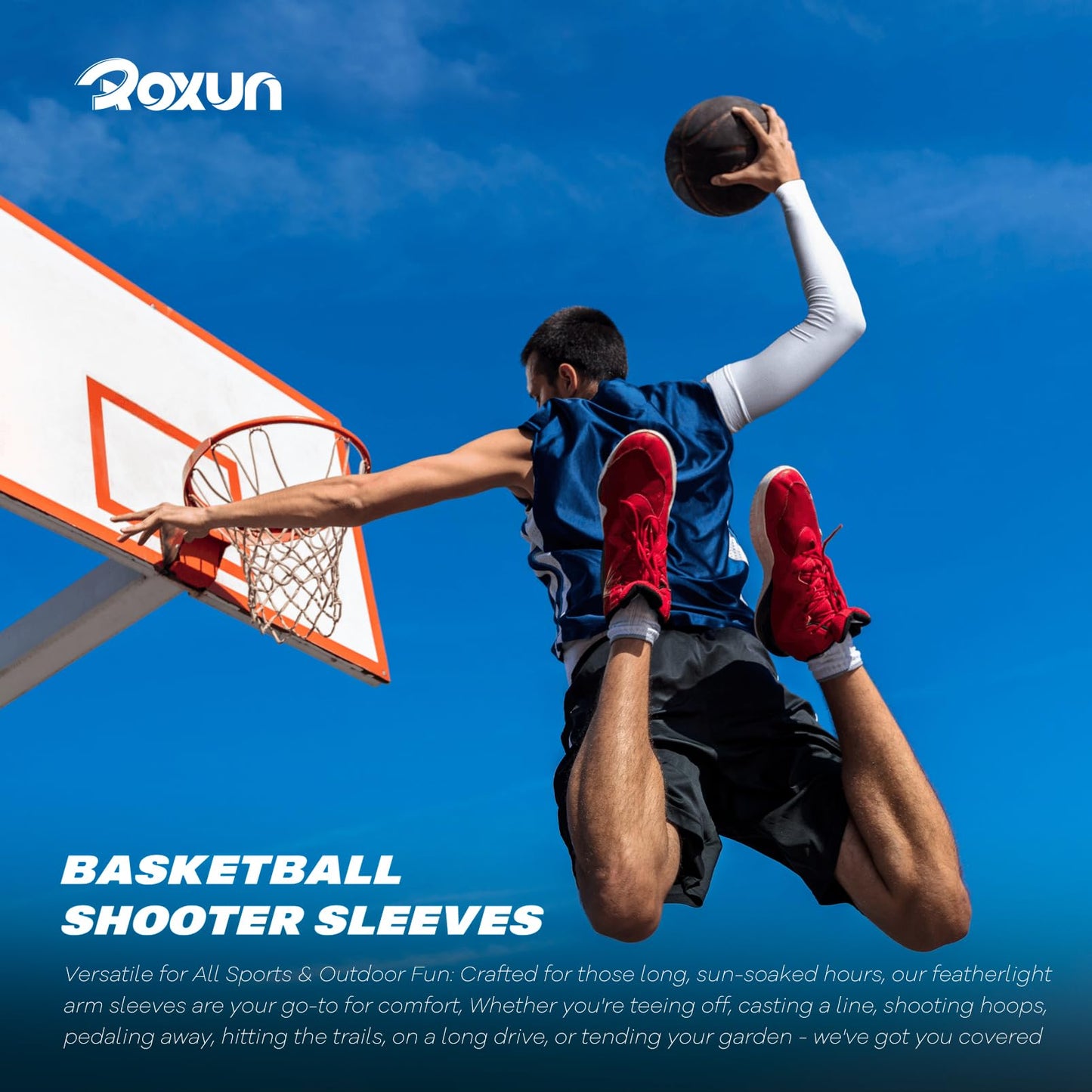 ROXUN Cooling Arm Sleeves – 4 Pairs (Black, Gray, White)