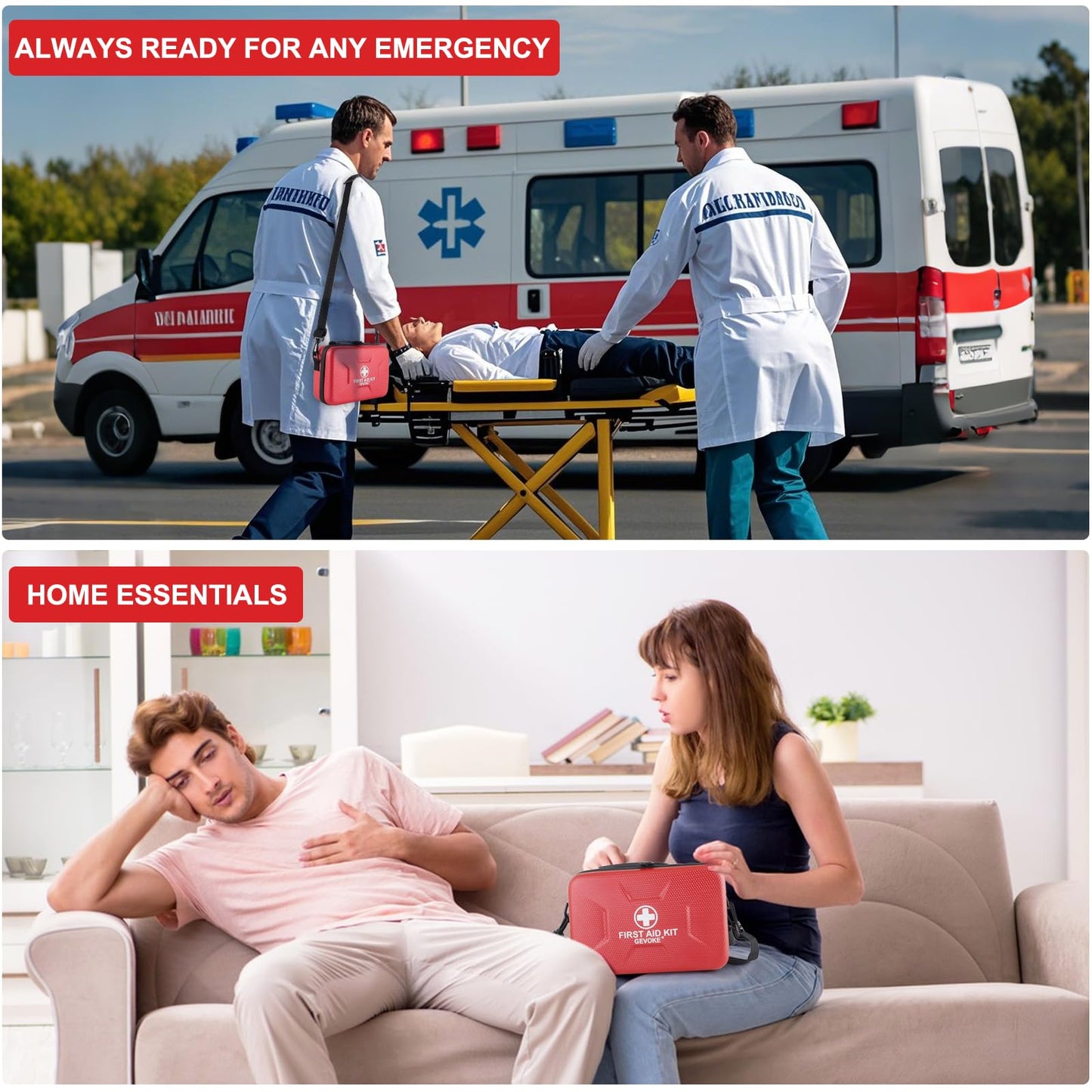 Gevoke 410-Piece Waterproof First Aid Kit – Red