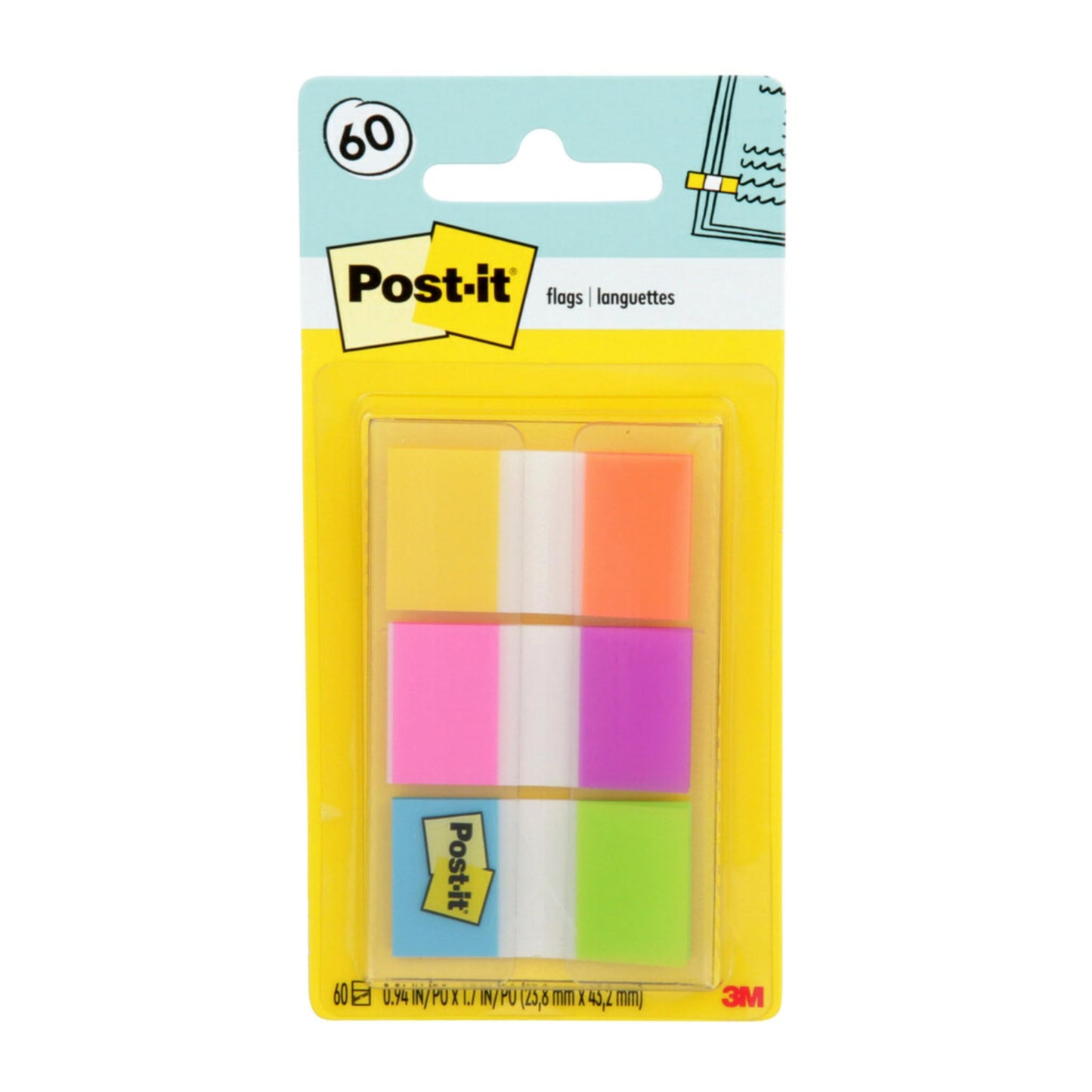 Post-it Glow Flags 0.94 Inch – 60/Dispenser