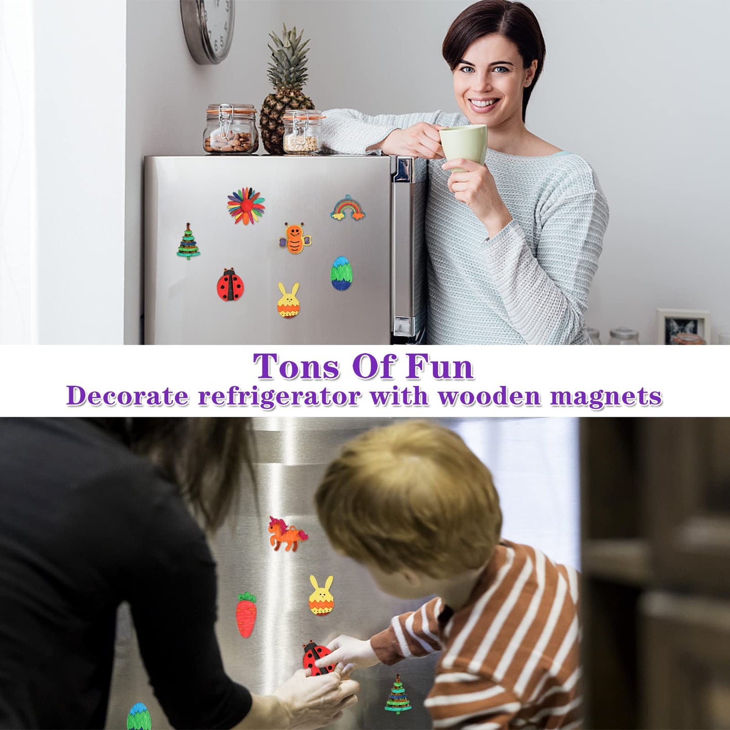 Worgree DIY Wooden Magnets Painting Kit – 36 pcs