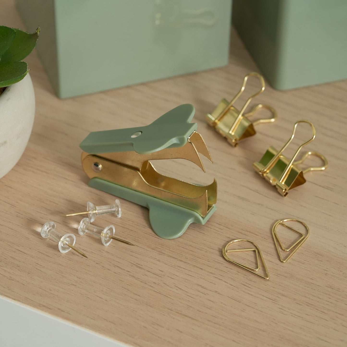 Aesthetic Gold Desk Accessories Set for Women