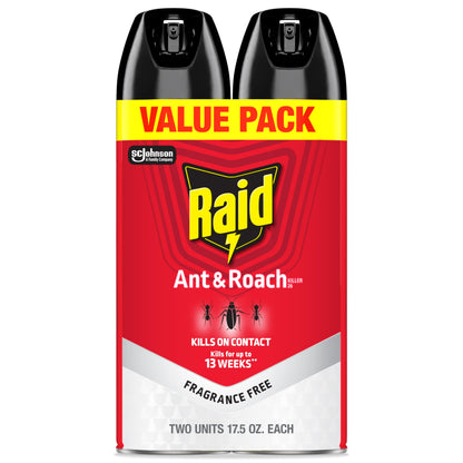 Ant & Roach Killer Spray, 17.5 oz, 2 Pack – Fragrance Free, Kills on Contact