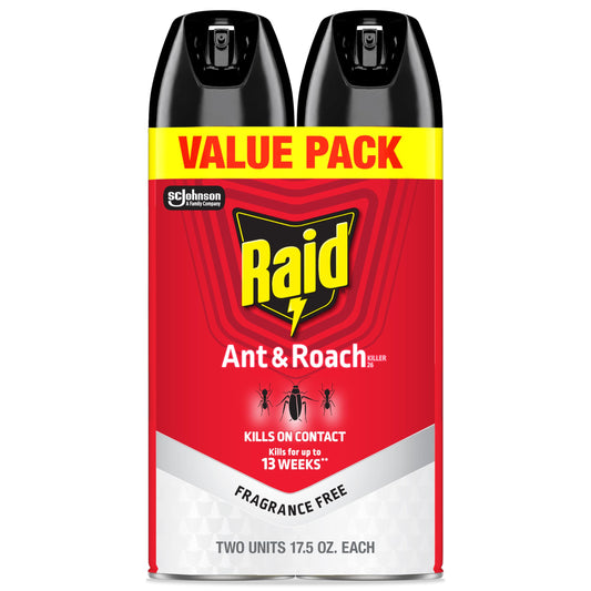 Ant & Roach Killer Spray, 17.5 oz, 2 Pack – Fragrance Free, Kills on Contact