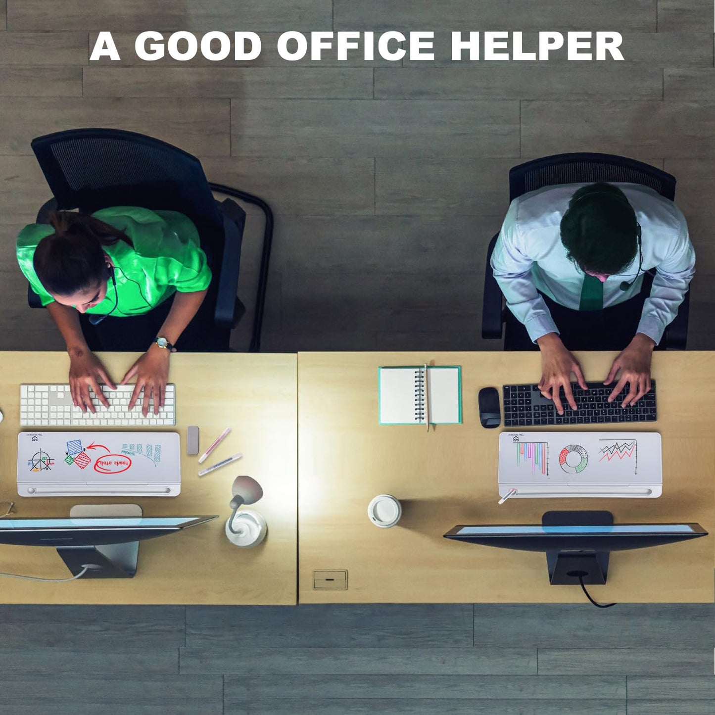 TSJ OFFICE Small Glass Whiteboard with Drawer – White