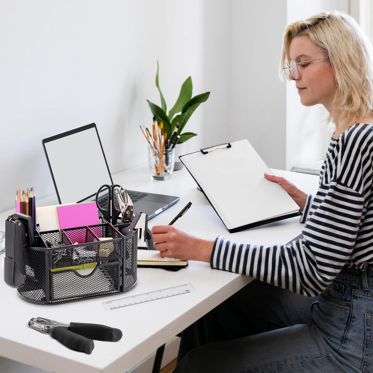 17-in-1 Black Desk Organizer & Accessories Set